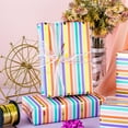 thumbnail image 3 of Birthday Wrapping Paper Roll Colorful Happy Birthday Lettering & Candle Navy Blue Gift Wrap for Party, 5 Rolls Mini Roll for Christmas Gift, 3 of 4