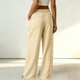thumbnail image 5 of Lenpel Womens Wide Leg Striped Pants Fashion Button Trousers with Pockets Casual Business Straight Leg Slacks, 5 of 6