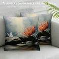 thumbnail image 3 of Creowell Square Plush Pillowcase Zen Water Lily Pillow Covers White Flower and Butterfly Stone in Water Throw Pillows, Asian Spa Outdoor Pillowcase Cushion Case Decor for Home Sofa Couch Bed, 3 of 5