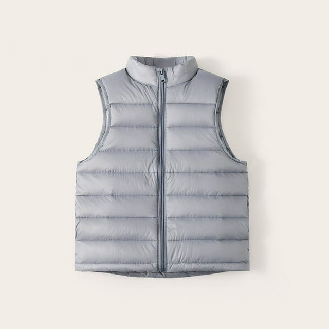 Boys Girls Lightweight Down Jacket with Stand Collar Solid Color Warm Puffer Coat for Children