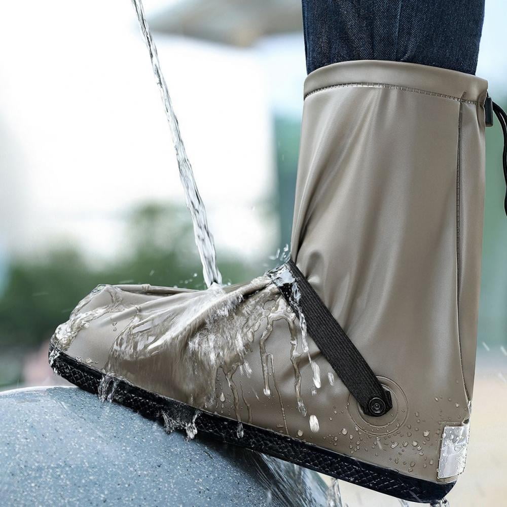 Rain Shoe Covers White Waterproof Foldable Non-Slip Zipper Shoes Cover