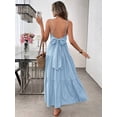 thumbnail image 7 of Green Backless Spaghetti Strap Tiered Maxi Dress With Waist Bow Detail, 7 of 7