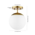 thumbnail image 3 of JONATHAN Y Marcel Bistro 7.75" 1-Light Bohemian Farmhouse Iron/Frosted Glass LED Semi Flush Mount, Brass Gold/White, JYL7499A, 3 of 8