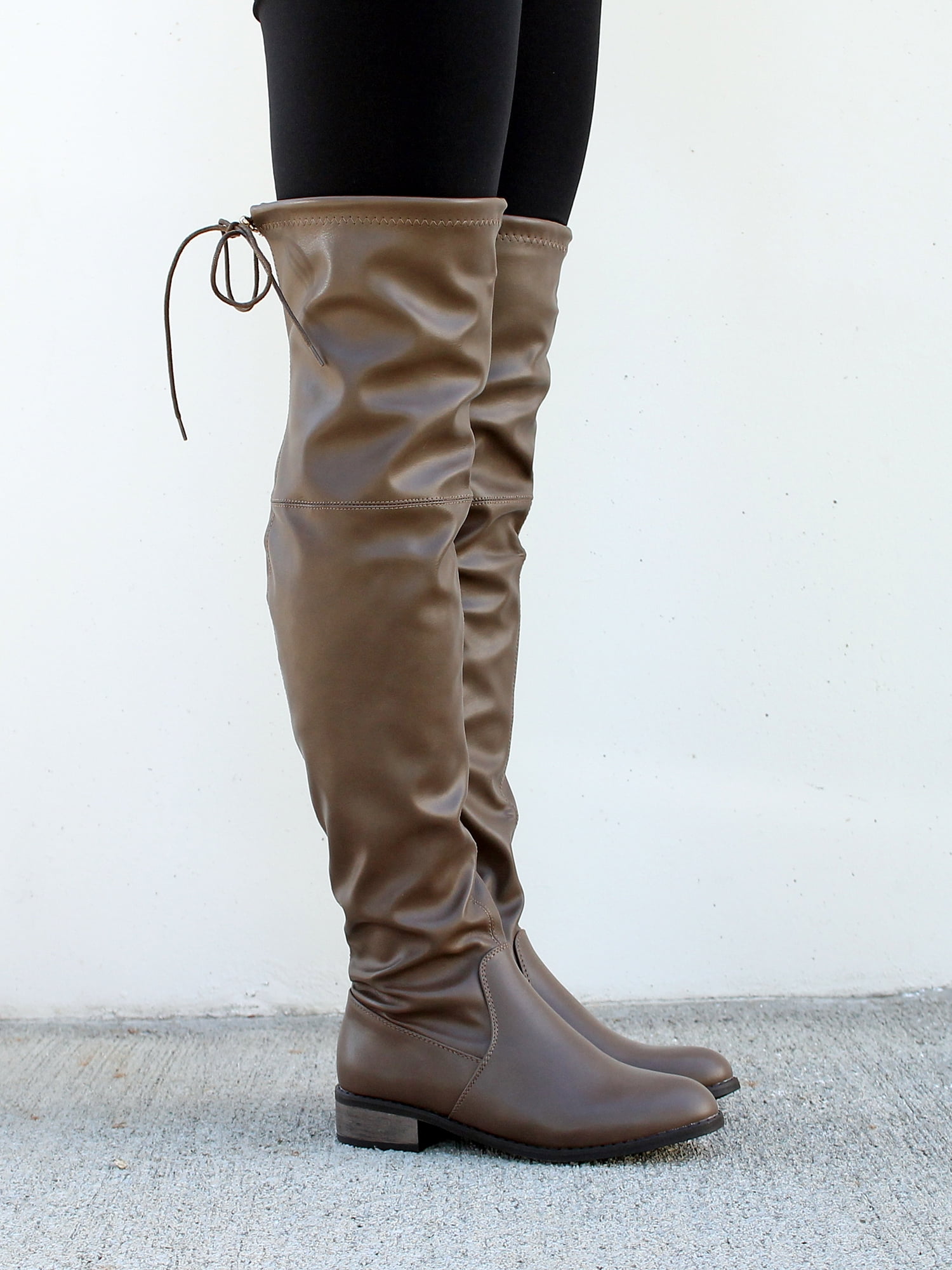 nature breeze over the knee women's sock boots in olive