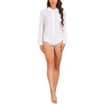 thumbnail image 2 of BLUSA DE MUJER INSPIRE CHIC, Botón Frontal, Cuello Peter Pan, Manga Larga, Bodysuit de Negocios, Tops S Blanca, 2 of 5