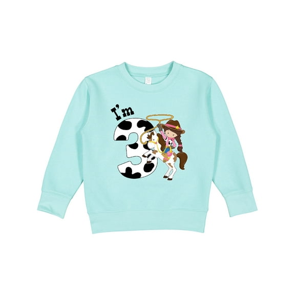 Inktastic I'm Three-cowgirl Riding Horse Birthday Toddler Sweatshirt