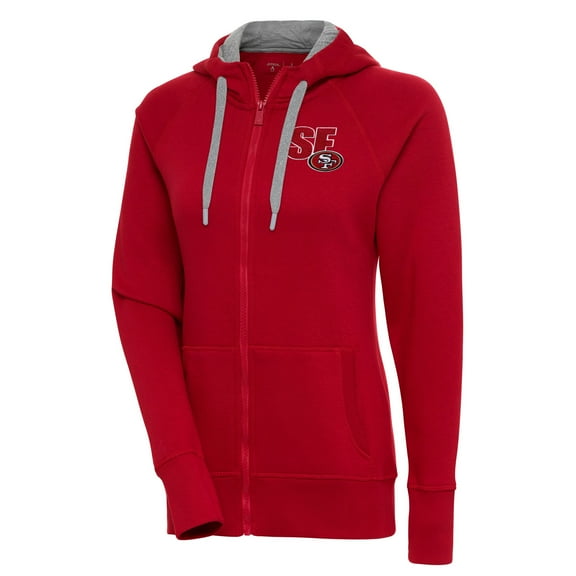 Women's Antigua  Scarlet San Francisco 49ers Victory Full-Zip Hoodie