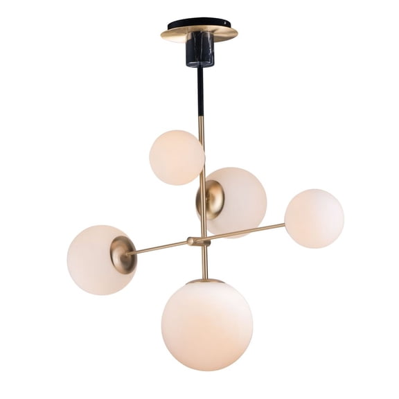 Maxim 26037SWSBRBK 15 in. Vesper Five-Light Suspension Pendant Ceiling Light, Satin Brass & Black