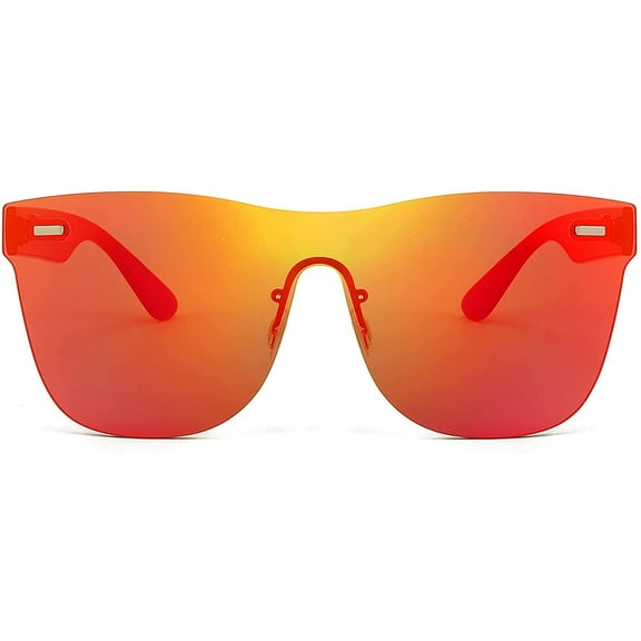 FEISEDY Oversized Mirrored Frameless Lens One Piece Sunglasses for Women Men B2647