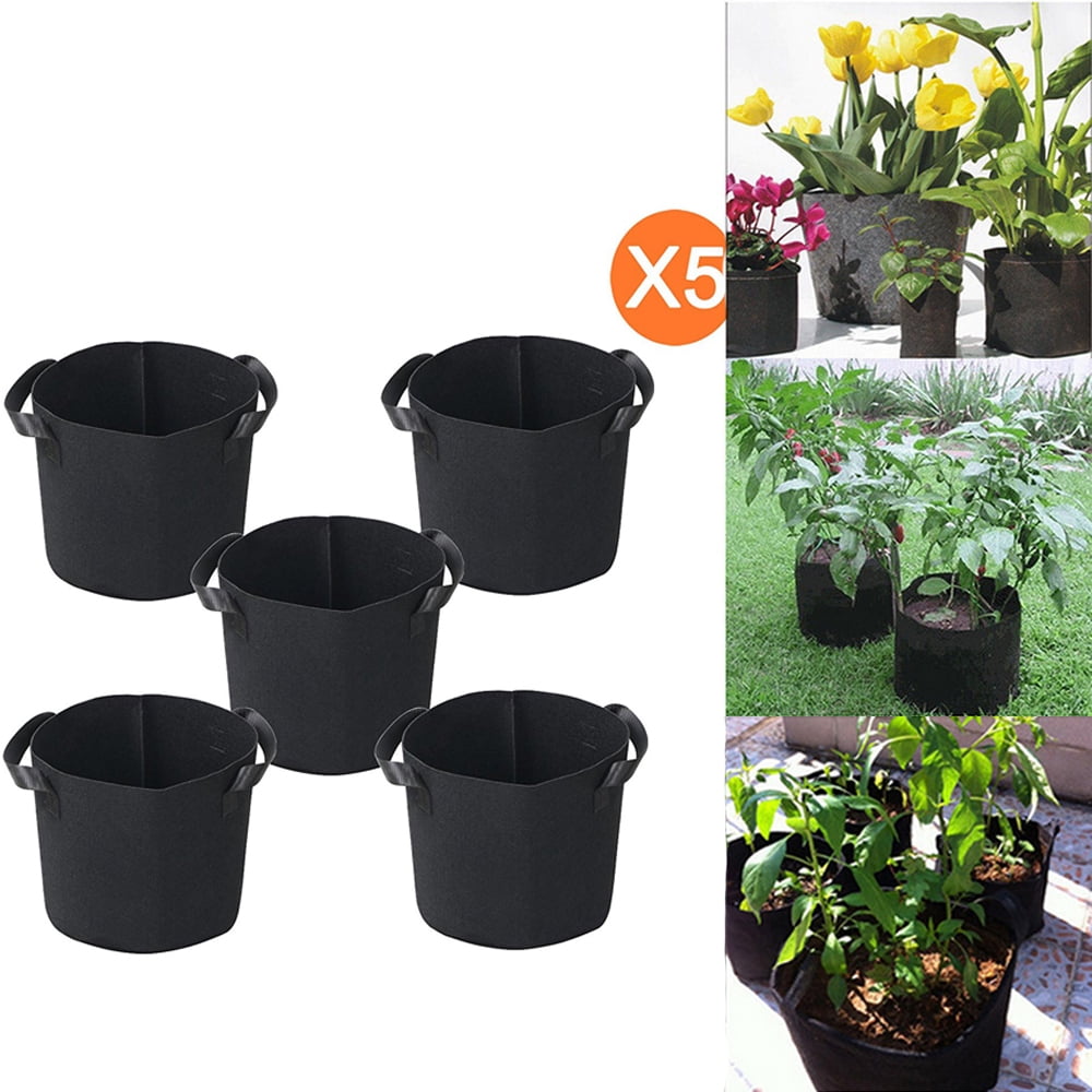 Ktaxon 25 gallon 5 Bags Grow Bag Round Planter Bags Fabric
