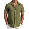 thumbnail image 1 of SHIBA-Men's Casual Button Down Shirts Short Sleeve Textured Summer Beach Shirts, 1 of 4