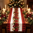 thumbnail image 4 of Hvmvliv 12x71 Inch Christmas Linen Table Banner with Festive Holiday Patterns for Dining Table Home Party Table Runners Decoration Multicolor, 4 of 6