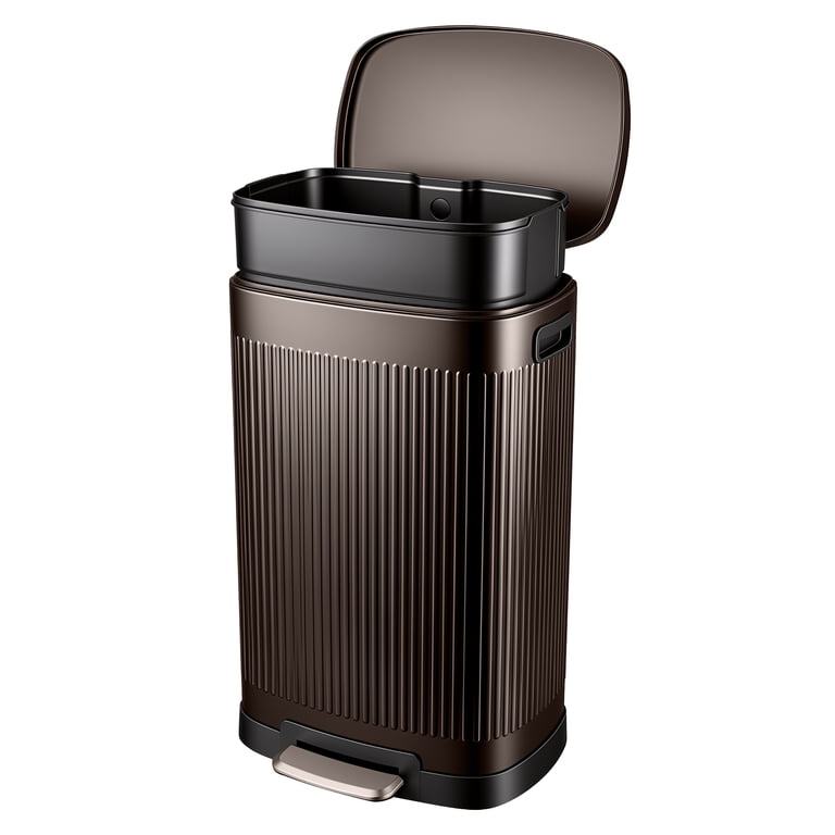 Step Trash Can 13 Gallon Stainless Steel Brown photo 1