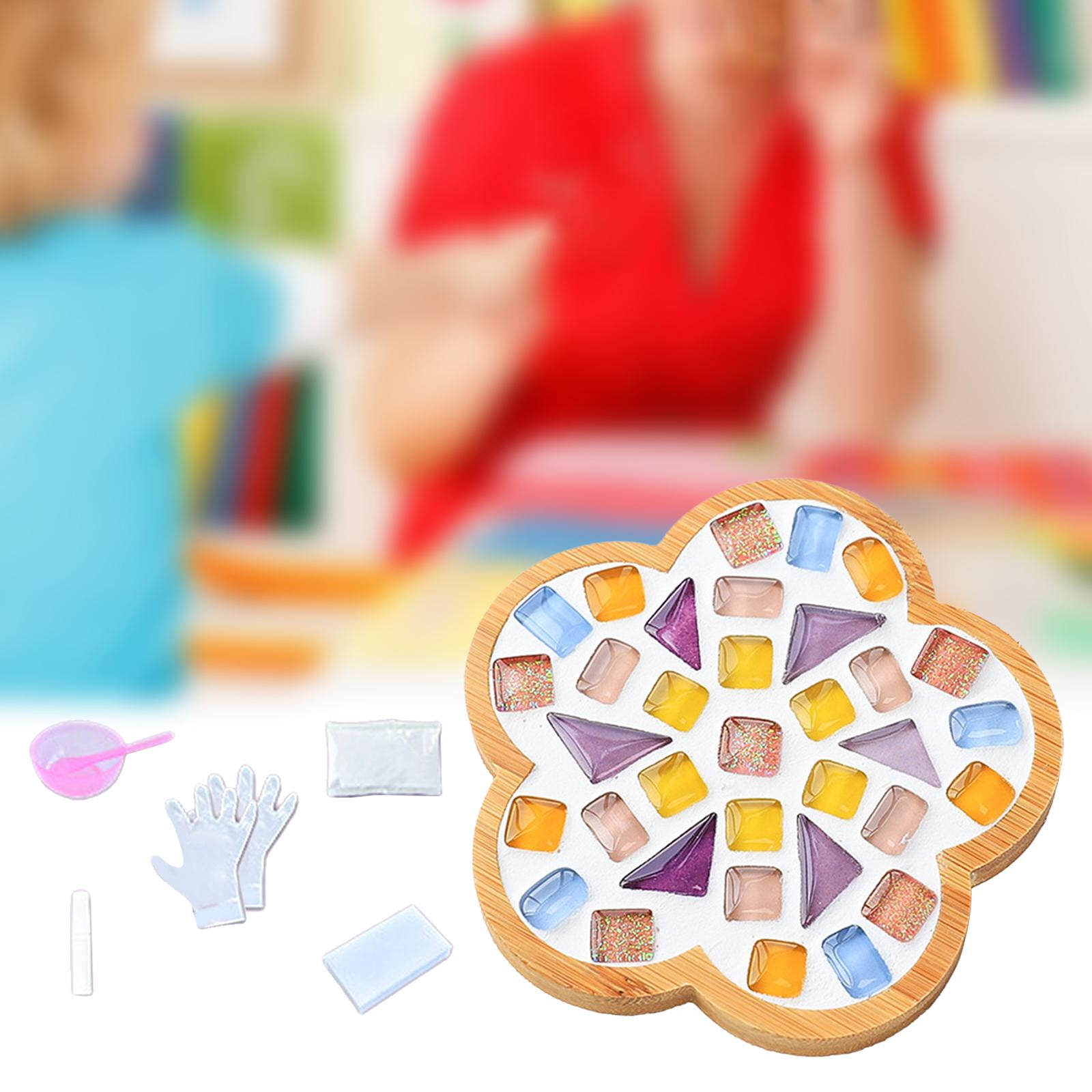 DIY Mosaic Coaster Holiday Gift Place Mat Cup Holder Children's Educational Toys Glass Mosaic Tiles for Home Ornament Dining Table D