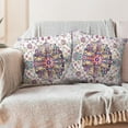 thumbnail image 6 of Boho Purple Throw Pillow Covers 20x20 inch Set of 2, Coral Floral Persian Carpet Double Sided Pattern Soft Plush Cushion Cover for Couch Sofa Bed Decorative, Only Pillowcase (No Insert), 6 of 6