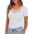 thumbnail image 3 of Letimco Breathable Quick Dry Slim Fit Rhinestone Patch Short Sleeve Crew Neck Top for Women - Solid Color for Date Party Daily Summer, 3 of 6