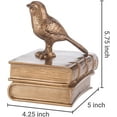 thumbnail image 4 of MyGift Brass-Colored Birds & Bronze Books Resin Bookends, 1 Pair, 4 of 6