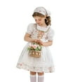 thumbnail image 5 of SERTG Girls Oktoberfest Maid-Style Set 3-Piece Cottagecore Print Dress + Head Scarf and Apron Cultural Theme Dress-Up Skirt Outfit for Kids 4-13 Years(White,5-6 Years), 5 of 9