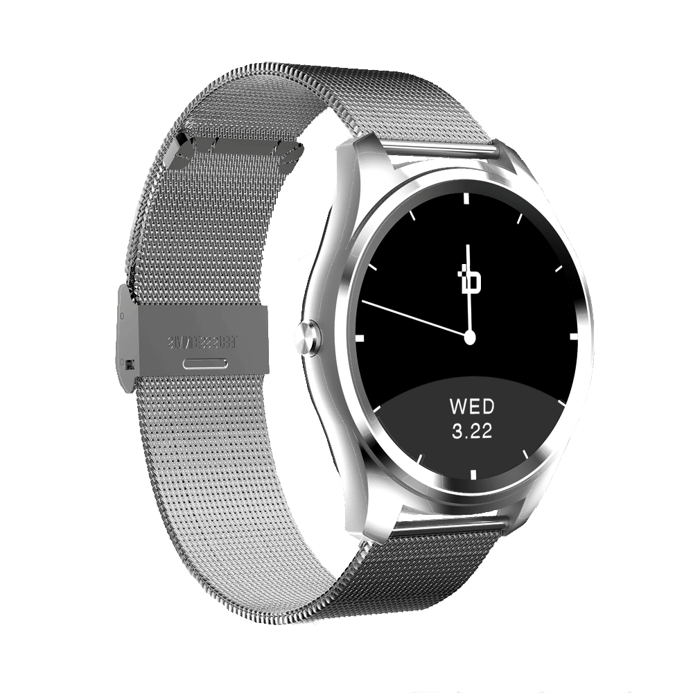 Bean Information Technology Fusion Smart Watch Compatible with Android Phones, Silver with Stainless Strap
