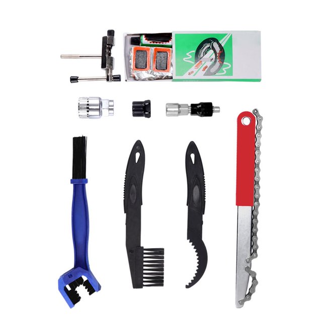 Wosthever Juego de herramientas de reparación de bicicletas Cepillo para hendiduras Cepillo de limpieza de cadenas Parches de neumáticos Combinación de Ciclismo Wosthever OD007581-00