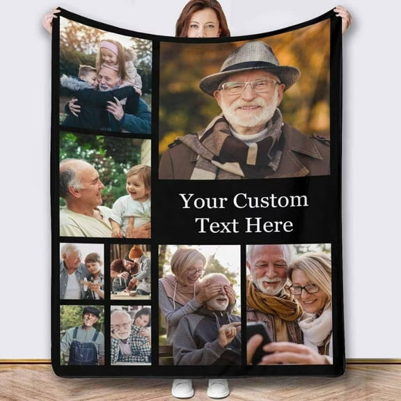 AISENIN Personalized Photo Blanket for Best Friend Birthday Gifts Custom 9 Pictures Collage Throw Blanket with Text for Family Customized Xmas Gifts for Dad Mom Grandma Grandpa