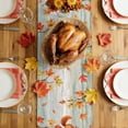 thumbnail image 2 of Table Runner 48 Inches Long, Fall Maple Leaf Decorative Table Runner for Party Wedding Home Decor, Thanksgiving Pumpkins Squirrel Green Wooden Dresser Scarves for Bedroom Kitchen Decor 13x48 Inch, 2 of 8