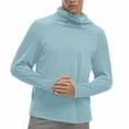thumbnail image 2 of Moxiu Men's Sun Protection Hoodie with Mask UPF 50+ Long Sleeve Lightweight Hooded Rash Guard Shirts Hiking Fishing Summer Tops Light Blue,XL, 2 of 9