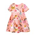 thumbnail image 6 of WIBACKER 2-7T Kids Girls Cotton Summer Dress Short Sleeve Crewneck Cartoon Rainbow Dinosaur Dresses, 6 of 8