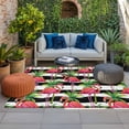 thumbnail image 2 of Striped Flamingo Outdoor Rug for Patio/Deck/Porch, Non-Slip Large Area Rug 5 x 7 Ft, Pink Birds Green Palm Leaf Black White Indoor Outdoor Rugs Washable Area Rugs, Camping Rug Carpet Runner, 2 of 8