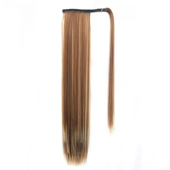 24 Po de longue queue droite extension de cheveux enveloppe synthétique enveloppe autour de la poitrine au postippe avec une fibre résistante à la chaleur pour