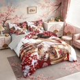 thumbnail image 2 of Manfei Traditional Geisha Bedding Comforter Set for Home, Maple Pagoda Full Bedding Set for Office, Red White Gold, Gray Reversible7 Pieces, 2 of 6