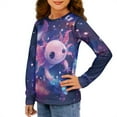 thumbnail image 2 of Jiueut Galaxy Axolotl Girls Tee Shirt Toddler Girl Long Sleeve Tops 11-12 Y Kids Cute Athletic Shirt for Active Crew Neck Sweatshirts for Toddler Tshirt for Fall Clothes, 2 of 7