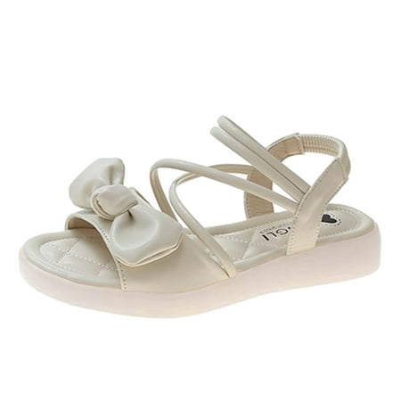 

SEMIMAY Women Sandals Summer New Pattern Fashion Bow Decoration Thick Bottom Flat Bottom Fashion Light Comfortable Shoes Beige