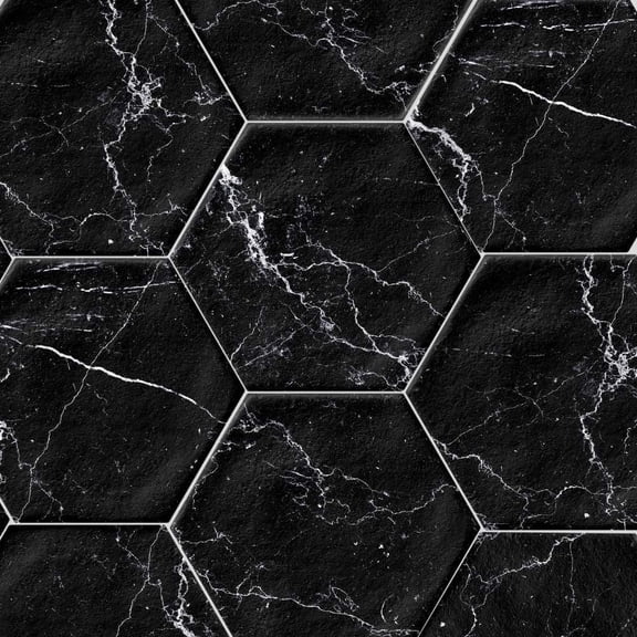 The Tile Life Cadiz Black Hexagon Matte Porcelain Floor & Wall Tile, 8 x 9 in, 24-Piece