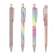 thumbnail image 1 of Wabjtam 4 Pcs Ballpoint Pens, Glitter Rose Gold Click Ball Pens, Metal Retractable Pen, Black Ink Medium Point 1mm, 1 of 5