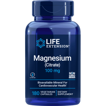 Life Extension Magnesium Citrate 100mg, 180 Vegetarian Capsules