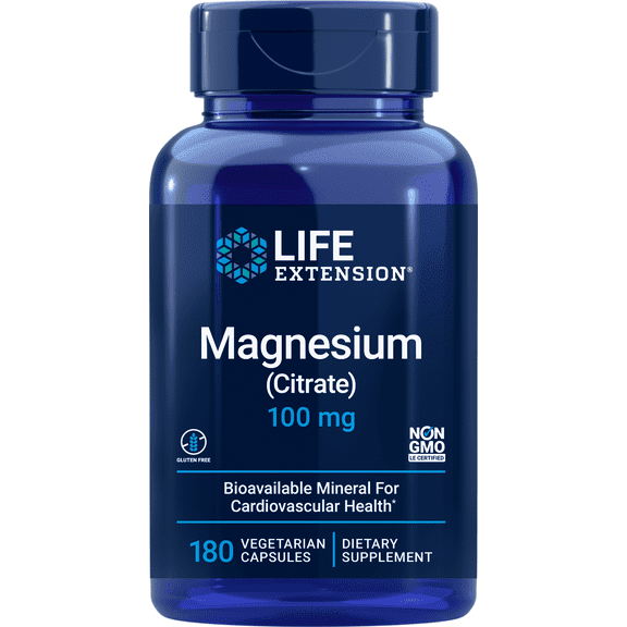 Life Extension Magnesium Citrate 100mg, 180 Vegetarian Capsules