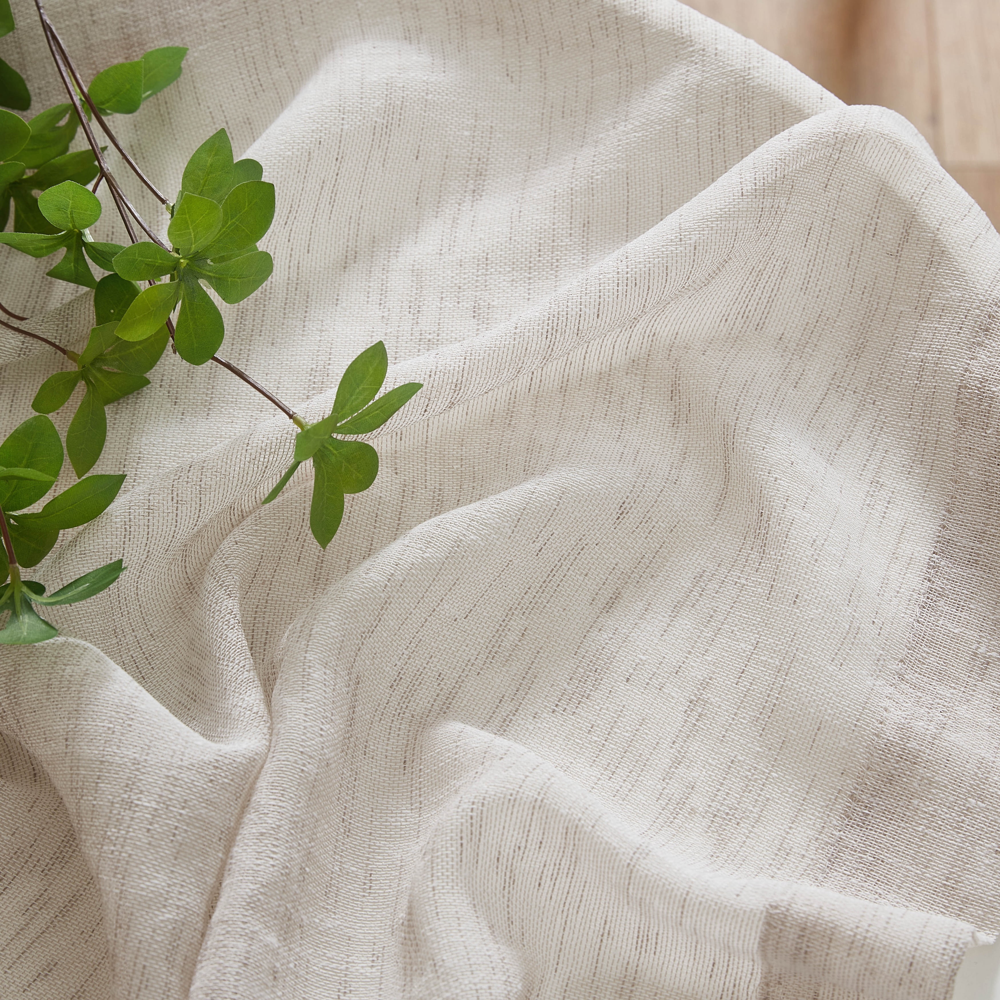 THD Zoey Faux Linen Textured Semi Sheer Window Rod Pocket Thick Curtains Drapery Panels, 2 Panels