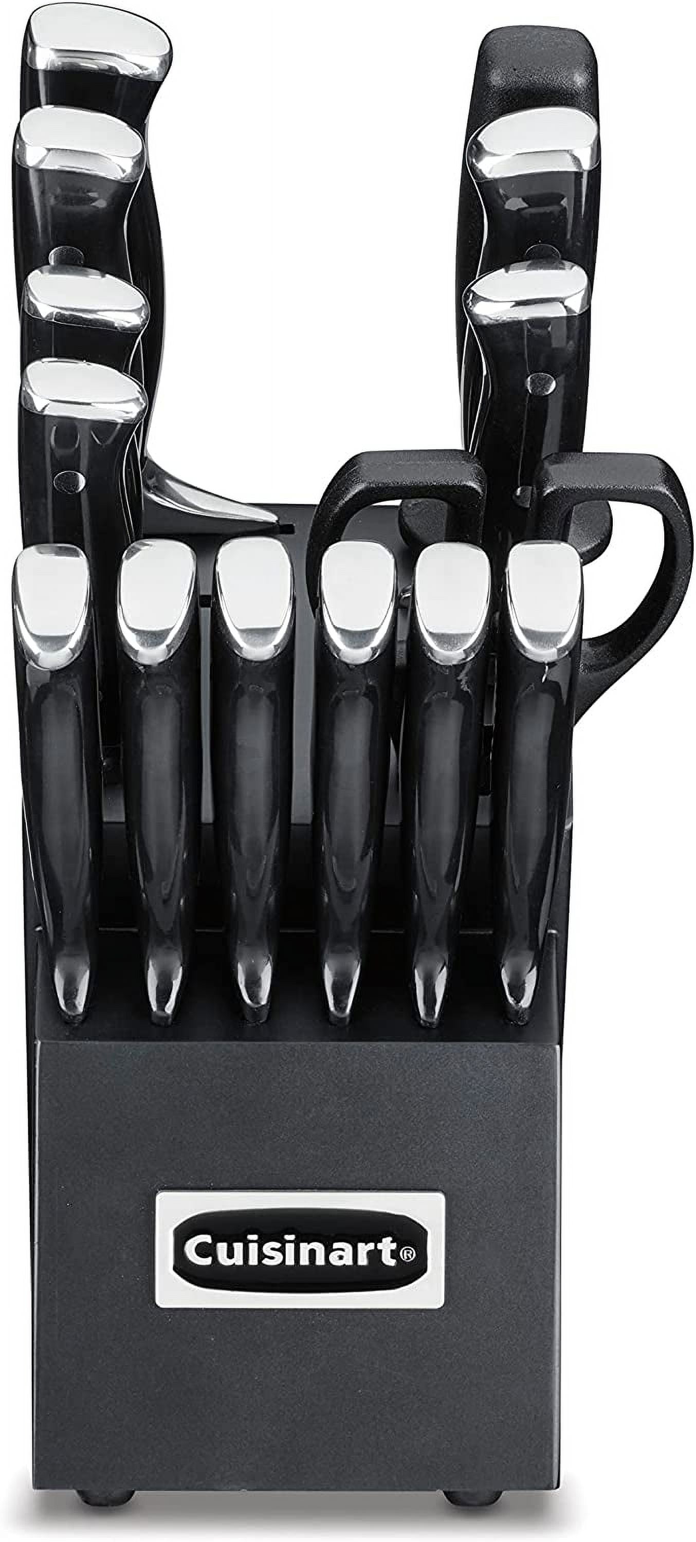 Cuisinart 15-Piece Knife Set with Block, High Carbon Stainless Steel, Forged Triple Rivet, Black/Black C77BTR-15PBK