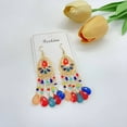 thumbnail image 3 of DESIGNICE Vintage Earrings,Exaggerated Earring Design Bohemian Jewelry,Colorful Combinations Hook Earrings Tassels,Light Blue, 3 of 5