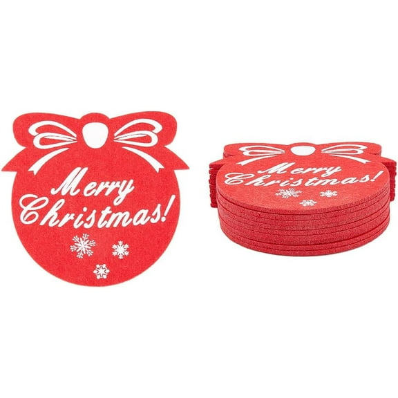 10Pcs Felt Cup Mats Christmas Theme Coasters Snowflake Holiday Coasters Red Heat Resistant Table Placemats Christmas Nonslip Decorations Coasters for Drinks Wine Coffee Cup