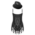 thumbnail image 2 of Miutii Kids Girls Sparkle Sleeveless Latin Jazz Salsa Dance Dress with Hat Ballroom Performance Competition Black 14, 2 of 7