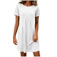 thumbnail image 3 of Byworldtasic Women's 2026 T Shirt Dress Summer Casual Flowy Short Sleeve Ruched Waistline Round Neck Going Out Dress, 3 of 7