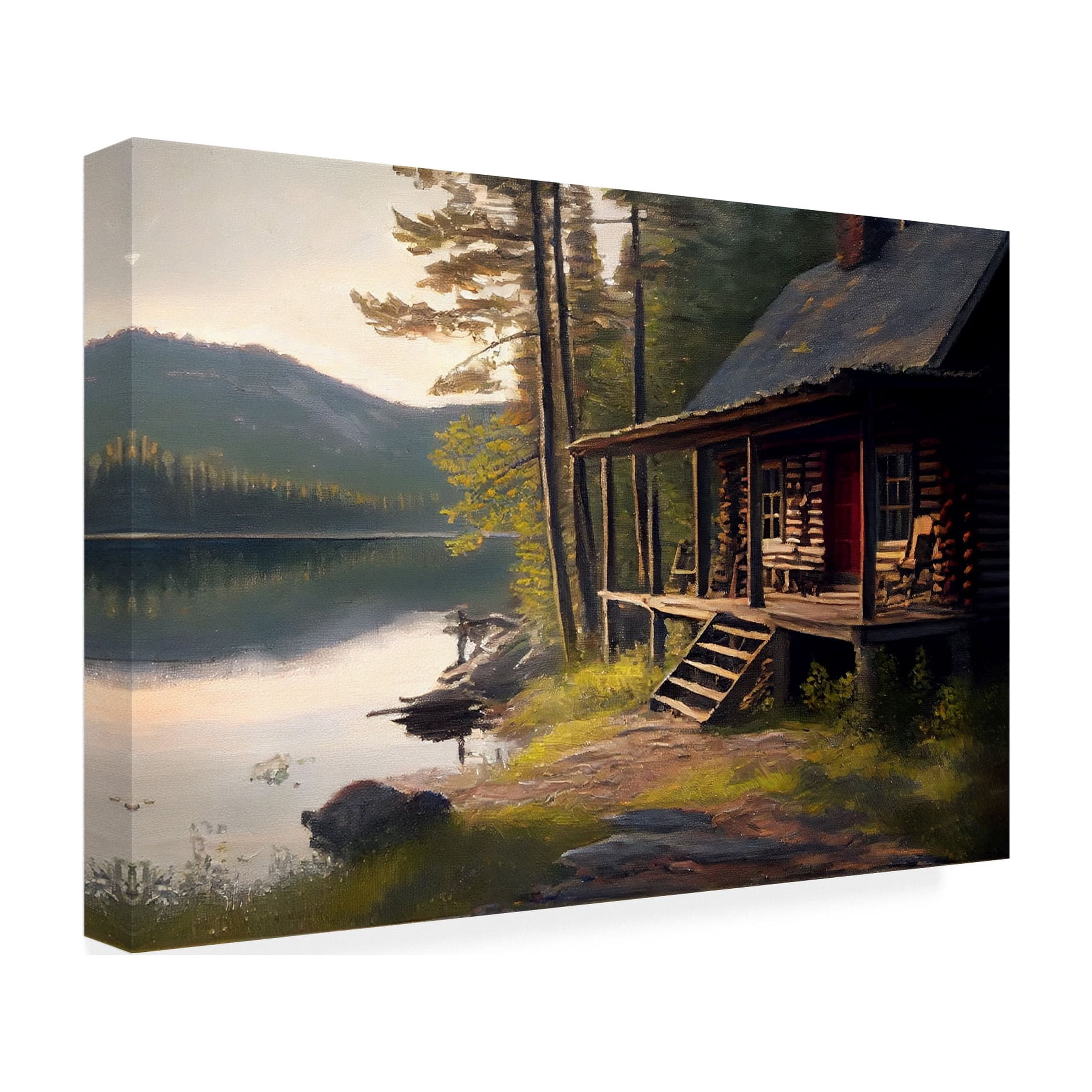 Canvas Wall Art - Sasha 'Cabin IV' Wall Art for Living Room, Bedroom, or Office DÃ©cor by Trademark Fine Art - 24 x 16 Inches