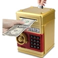 thumbnail image 1 of Samate Piggy Bank for Kits ATM Cartoon Electronic Password Code Coin and Cash Saving Box Auto Scroll Paper Money Boys Girls Gift (Gold), 1 of 7