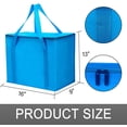 thumbnail image 4 of 2 Pack Insulated Reusable Grocery Bag , Durable, Heavy Duty, Large Size, Stands Upright, Collapsible, Sturdy Zipper, Made by Recycled Material, Eco-Friendly (Cyan, 2), 4 of 4