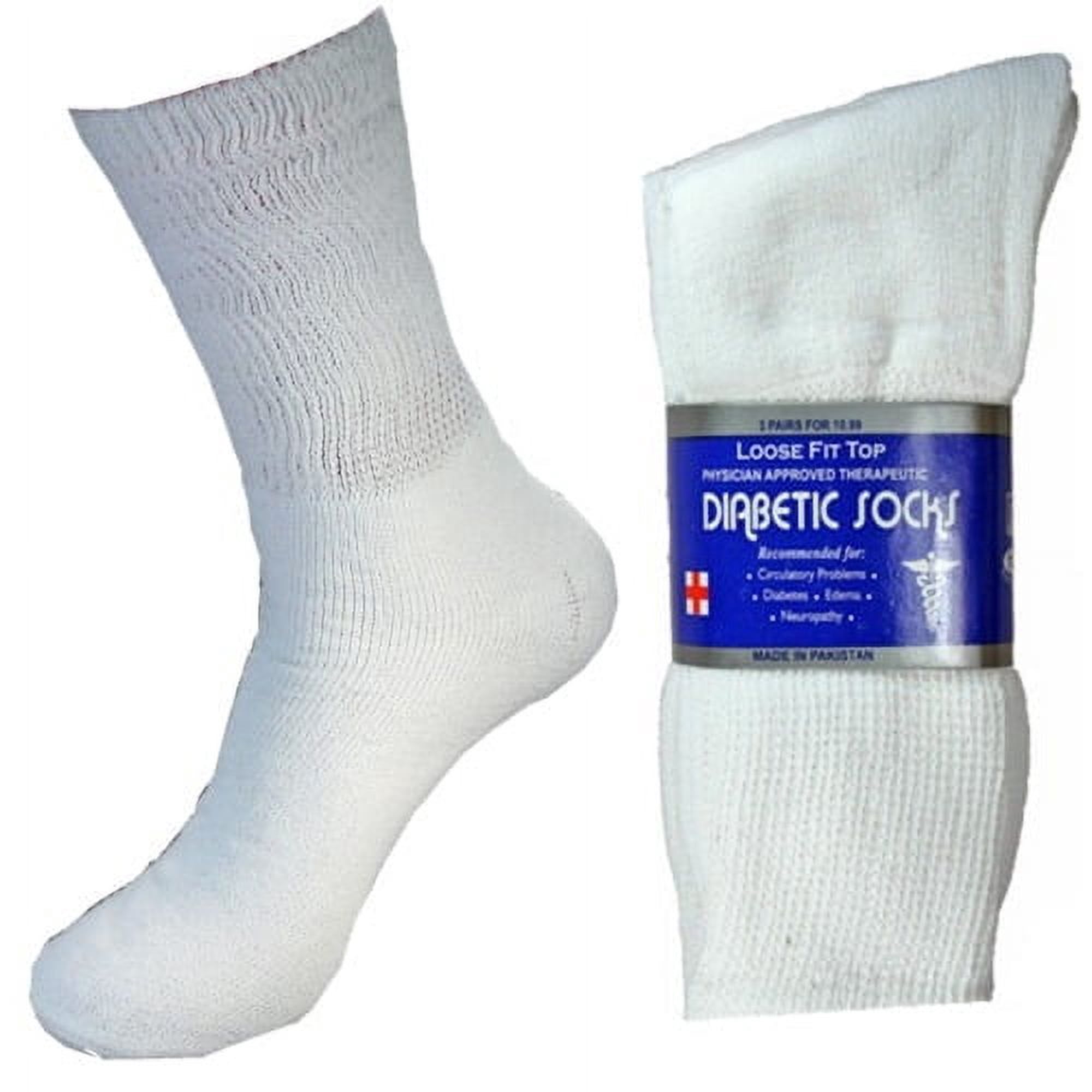 3-12 Pairs Diabetic Crew Circulatory Socks Health Men's Women's Cotton 9-11 10-13 13-15 (White, 10-13, 6 Pack)