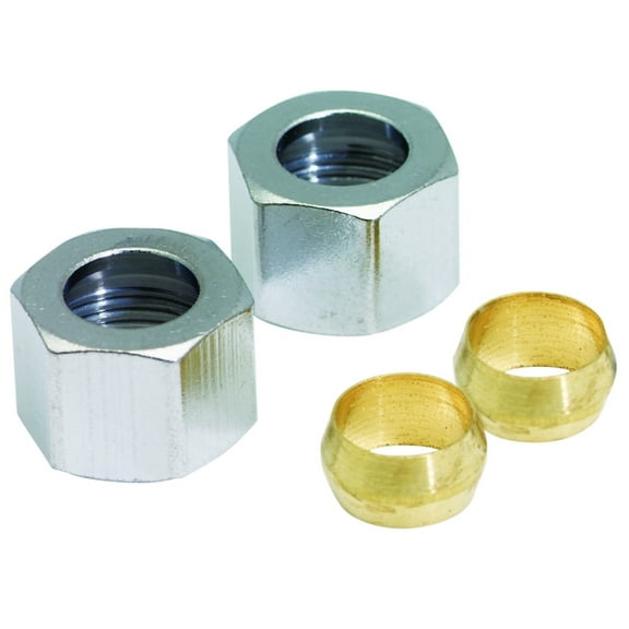 Plumb Pak PP81PC Brass Compression Nut Kit, Chrome-Plated, Chrome-Plated, Lead Free - Quantity 1