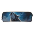 thumbnail image 2 of Ratiio Lonely Night Sky Wolf Pattern Leather Pencil Case, Pencil Pouch with Durable Zipper, Compact and Stylish Organizer for Stationery, Art Supplies, Travel Essentials, 2 of 8