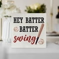 thumbnail image 4 of Zomyto 7x7 In Hey Batter Batter Swing Wooden Box Sign Desk Decor Baseball Wooden Block Plaque, 4 of 6